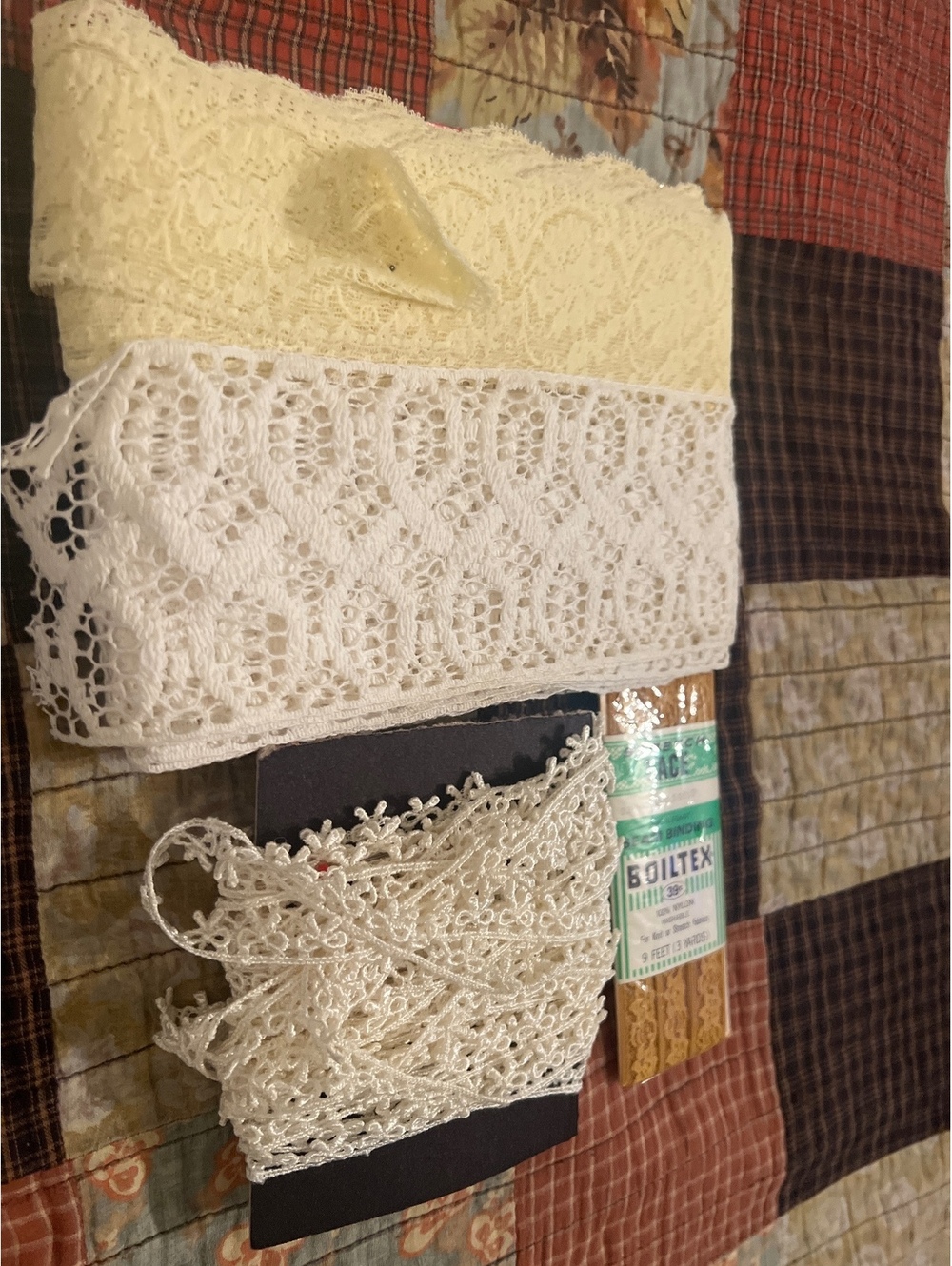 Vintage Stretch Lace Seam Binding and lot of 3 Lace